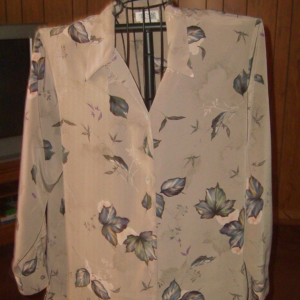 Tess Women's Long Sleeve Button Down Blouse Size 2X